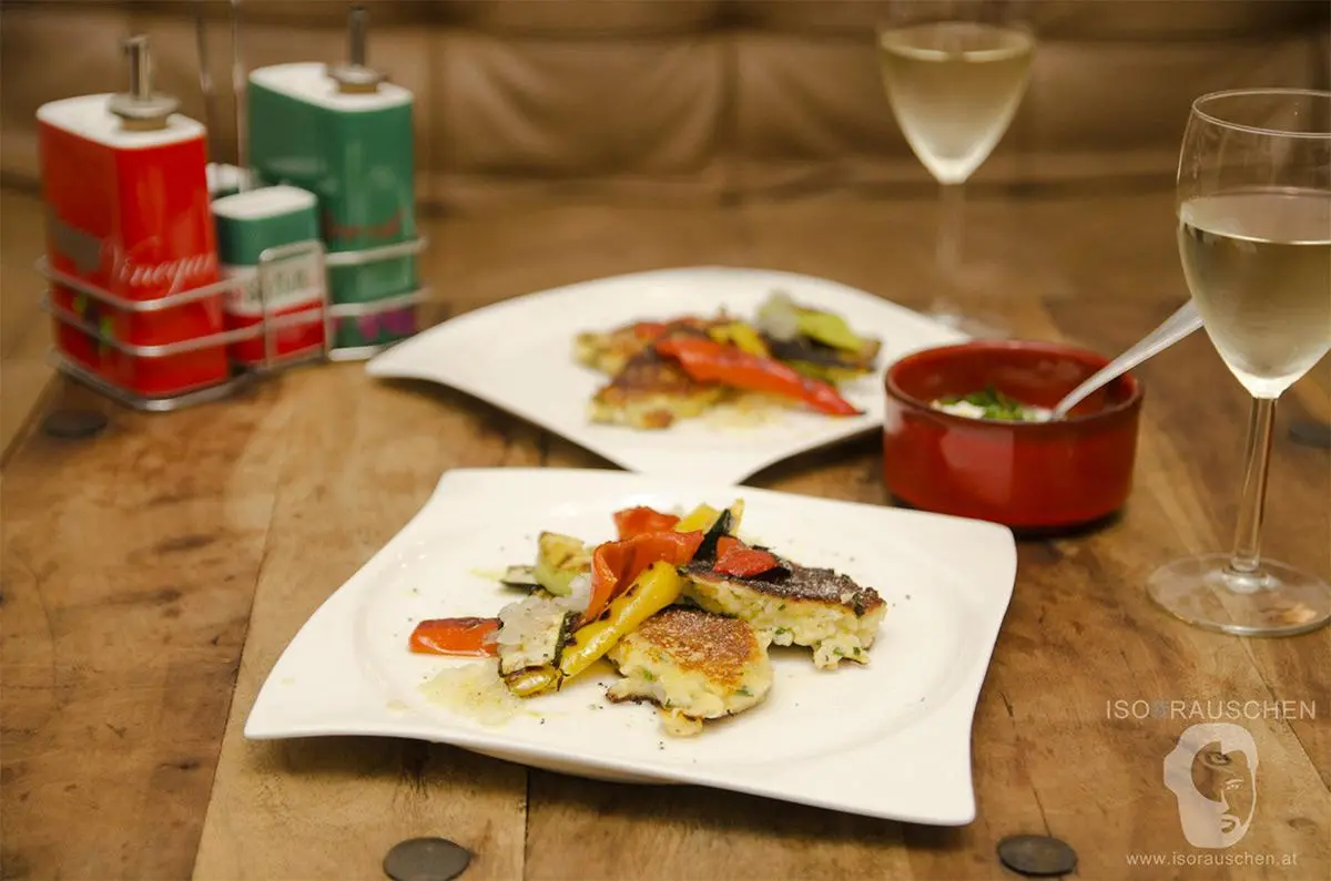 Bild, Topfenlaibchen mit Grillgemüse